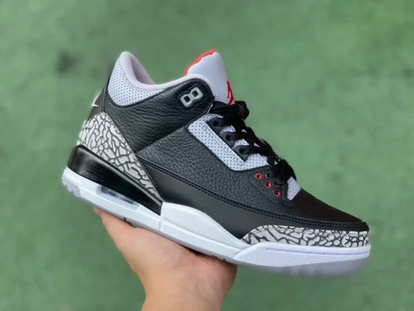 aj3 noir ciment coupé pur original Air Jordan 3 AJ3 noir ciment craquelé chaussures de basket-ball 854262001001