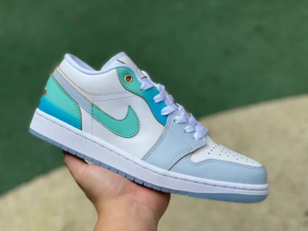 aj1 blanc bleu vert bas pur original Air Jordan 1 Low AJ1 blanc bleu bas chaussures de basket-ball rétro FN8899131