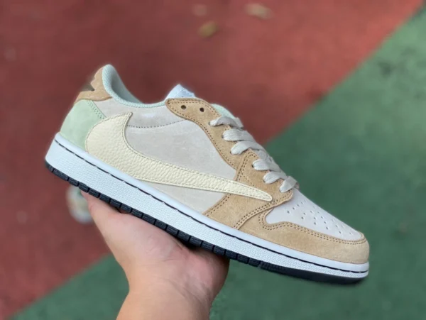 aj1 barb low top beige vert Air Jordan 1 x Travis Scott TS joint barb low top DM7866688