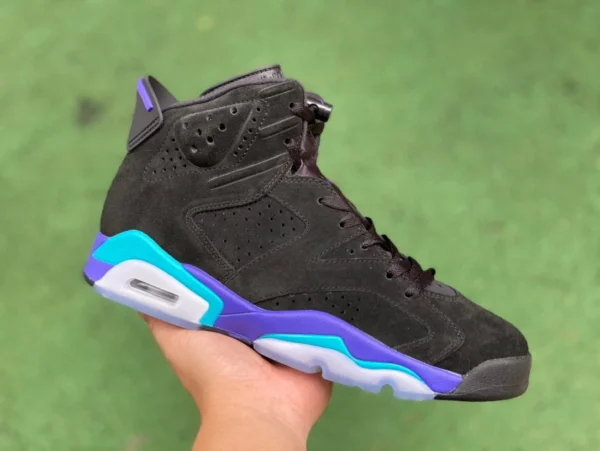 aj6 noir et violet pièce haute coupe pure original Air Jordan AJ6 Retro Aqua noir et violet CT8529004