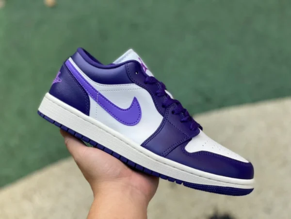 aj1 nouveau blanc violet bas pur original Air Jordan 1 voile blanc violet AJ1 bas chaussures de basket-ball léger DC0774502