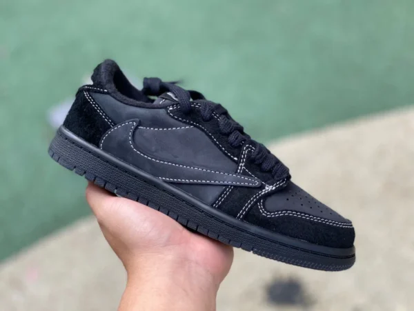 aj1 Barb Low Black Cat Chaussures Pour Enfants Mengbao Travis Scott x Air Jordan 1 Low OG Black Phantom Barb 50