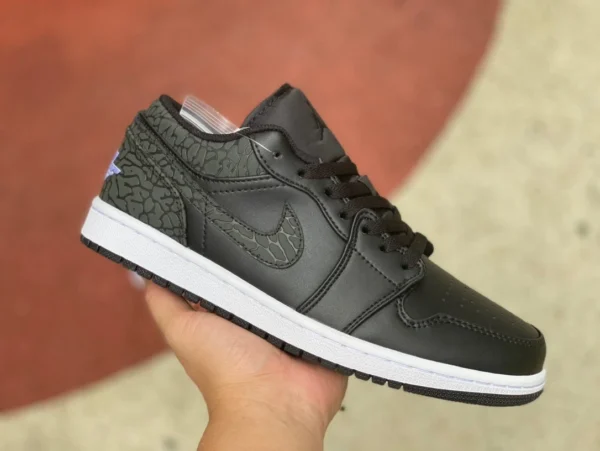 aj1 noir motif éclaté bas Air Jordan 1 Low AJ1 noir bas chaussures de basket-ball pour hommes FB9907001