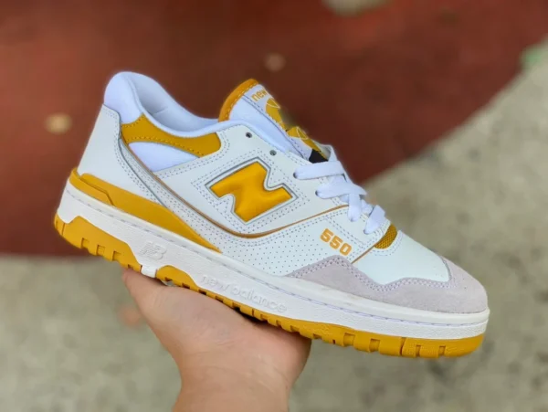 NB550 blanc et jaune pur original New Balance 550 série hommes et femmes même style chaussures de basket-ball rétro BB550LA1