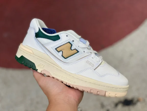 NB550 blanc, vert et jaune pur original New Balance 550 série chaussures de basket-ball rétro du même style pour hommes et femmes BB550A2