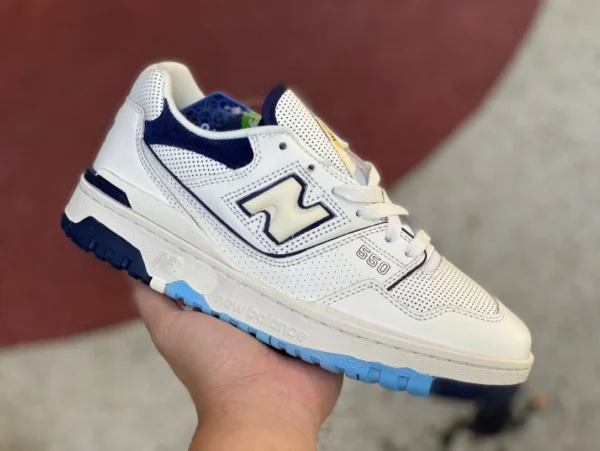 NB550 riz blanc et bleu pur original New Balance 550 série hommes et femmes même style chaussures de basket-ball rétro BB550A3