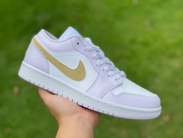 aj1 blanc violet or crochet bas pur original Air Jordan 1 Low AJ1 blanc violet bas rétro chaussures de basket-ball DC0774501