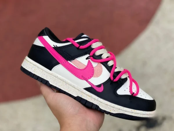 Sangles Dunk noir et blanc rose double crochet Nike Dunk Low Multi même style baskets basses antidérapantes résistantes à l'usure FD4623-131