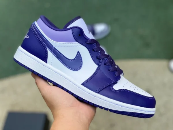 aj1 blanc et violet bas pur original Air Jordan 1 Low Purple AJ1 blanc et violet chaussures de basket-ball rétro basses 553558-515