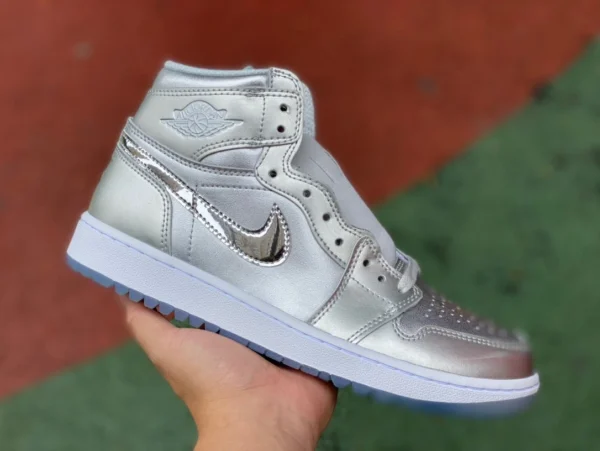 aj1 Golf Liquid Silver Air Jordan 1 Golf AJ1 Silver Liquid Silver Metallic Silver Golf Joint High Top FD6815-001