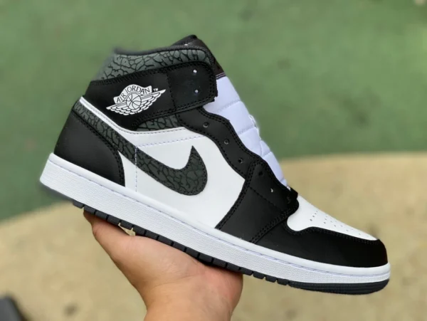 aj1mid noir et blanc burst pur original Air Jordan 1 Mid AJ1 noir et blanc burst panda chaussures de basket-ball mi-hautes FB9911-001