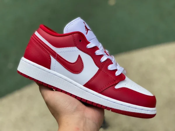 aj1 blanc et rouge bas Air Jordan 1 Low noir et rouge bas rétro résistant à l'usure chaussures de basket-ball de sport 553560-615