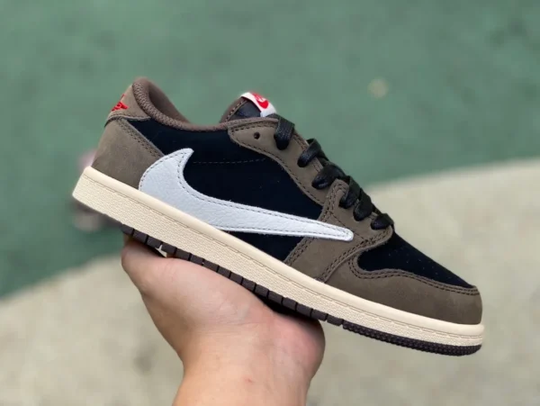 aj1 Barb Low Marron Chaussures Pour Enfants Mengbao Travis Scott x Air Jordan 1 Low OG Barb CQ4277-001