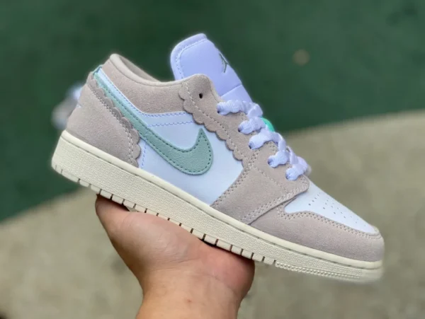 aj1 blanc poudre crème glacée bas pur original Air Jordan 1 aj1 Nike chaussures pour femmes blanc poudre crème glacée dentelle rétro chaussures de basket-ball DZ5356-800