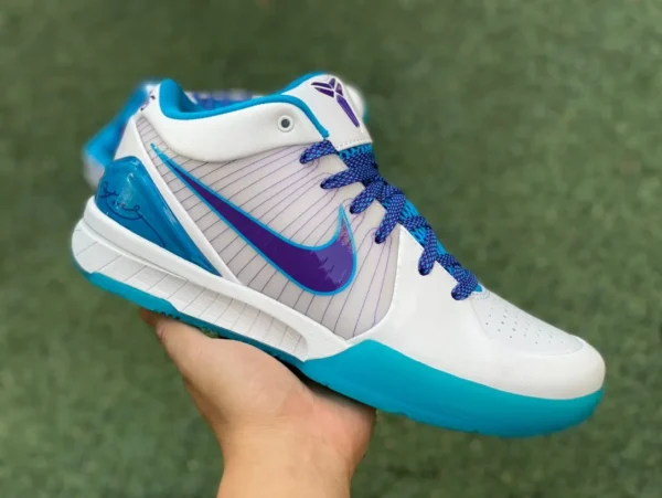 Kobe 4 Draft Day Hornets s2 Pure Original Nike Nike Zoom Kobe 4 ZK4 All-Star Bleu et Blanc Chaussures de basket-ball réelles AV6339-10