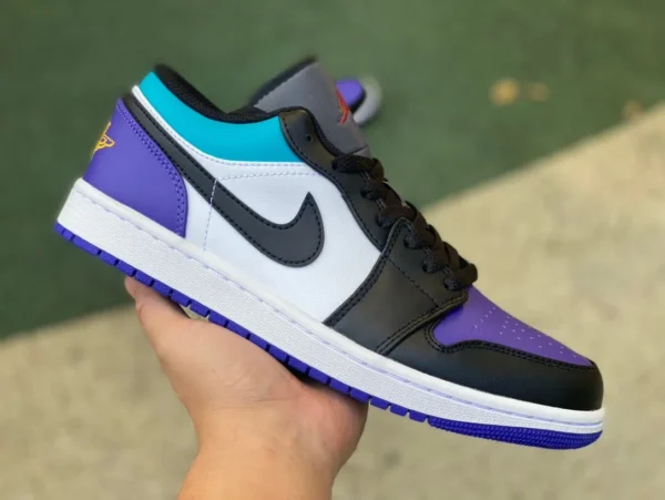 aj1 blanc noir violet bas pur original Air Jordan 1 Low AJ1 blanc noir violet bas chaussures de basket-ball rétro 553558-154