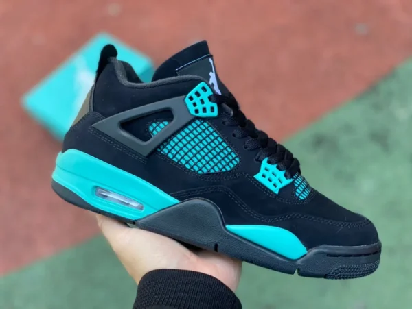 aj4 Tiffany & Co. x Air jordan4 Tiffany baskets co-marquées noires et vertes basses DH6927-001