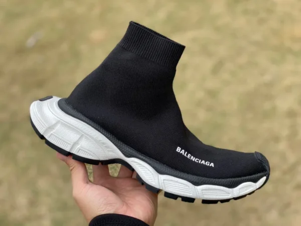 Balenciaga chaussettes noires et blanches bout rond Balenciaga Balenciaga bout rond haut style de vie chaussures décontractées homme noir