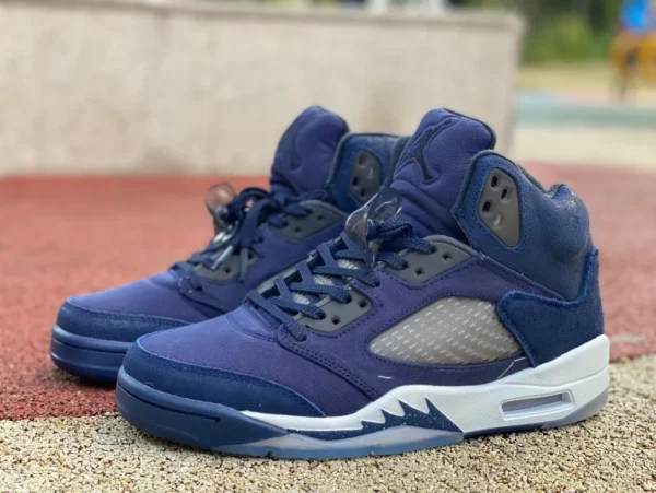 aj5 Georgetown haut Air Jordan 5 Georgetown AJ5 Georgetown chaussures de basket-ball mi-hautes bleu foncé pour hommes FD6812-400