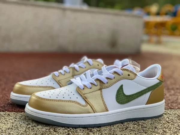 aj1 or blanc vert dragon année Air Jordan 1 AJ1 blanc vert dragon année nouvel an chaussures de basket-ball rétro FQ6593-100