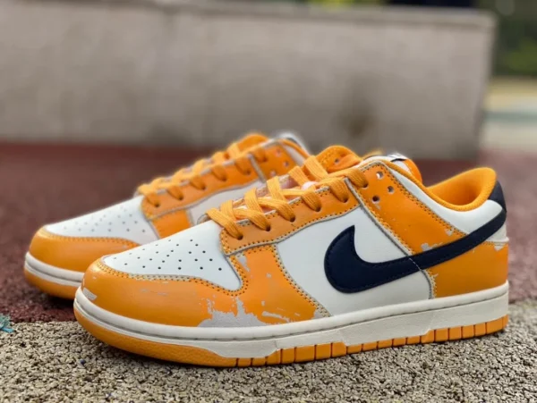 Dunk blanc et orange en détresse Nike SB Dunk Low chaussures de skateboard basses FN3418-100