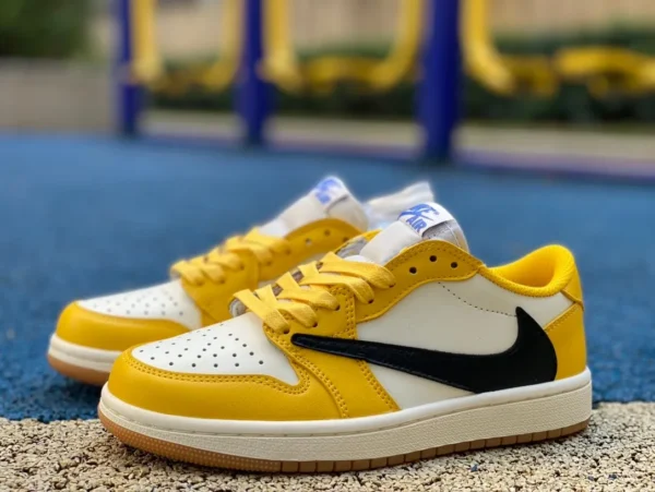 aj1 barb bas haut blanc jaune noir Tracis Scott x Air Jordan 1 Low Golf TS joint barb bas haut bas DZ4137-700