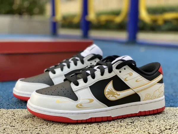 Dun Black and White Gold Year of the Dragon Limited Nike Dunk Low CNY Year of the Dragon Limited New Year Reversal Panda Oriental Dragon Xiangyun Gold Hook Baskets basses Noir Or pour hommes et femmes