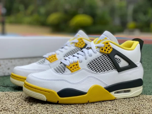 aj4 blanc jaune noir pur original Air Jordan 4 Retro Vivid Sulphur AQ9129-101