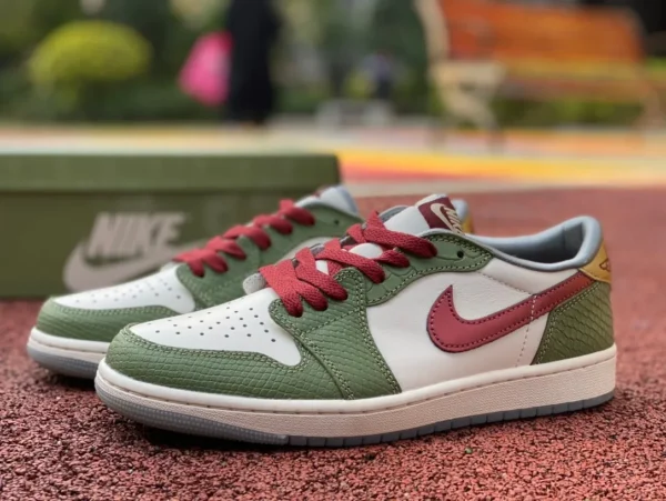 aj1 blanc vert année du dragon bas pur original Air Jordan 1 Low AJ1 année du dragon blanc et vert chaussures de basket-ball rétro basses FN3727-100