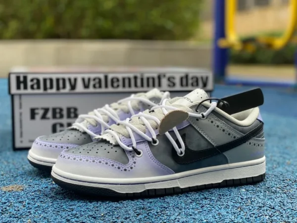 Dunk strap noir gris violet NBA Nike Dunk Low fzbb Daisy Valentine's Day gift box v2k single noble splash ink tie-dye baskets basses bleu et violet DD3363-002