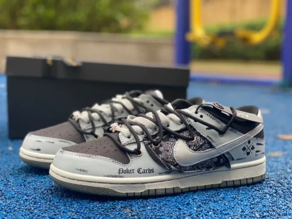 Dunk strap noir gris argent Nike Dunk Low trois fois laboratoire dark poker vieilles chaussures sales baskets basses en tissu floral gris cajou de haute qualité DM0108-001