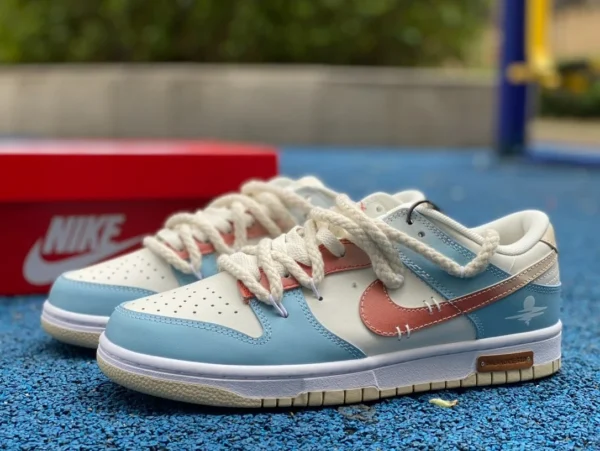 Dunk strap blanc bleu marron Nike Dunk Low rétro Coastal Street classique polyvalent baskets basses homme bleu blanc marron DV0831-003