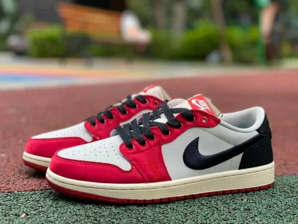 aj1 noir et rouge soie basse Air Jordan 1 Low OG AJ1 blanc noir et rouge soie chaussures de basket FN0432-100