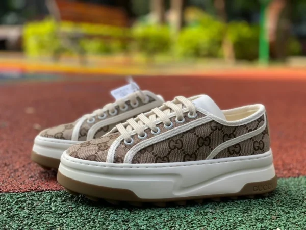 Gucci 1977 marron Gucci tennis 1977 chaussures en toile à semelle épaisse série classique