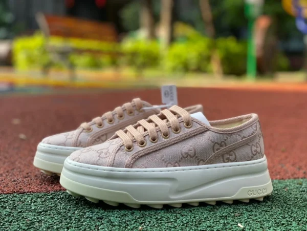 Gucci 1977 rose Gucci tennis 1977 chaussures en toile à semelle épaisse série classique