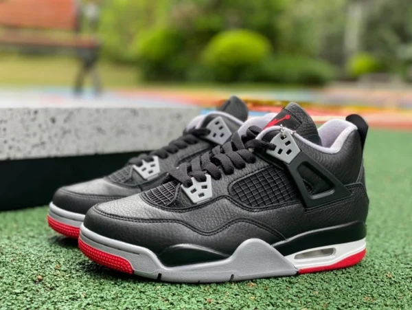 aj4 cuir noir et rouge modèle femme coupe réelle pièce pure original Air Jordan 4 AJ4 noir et rouge mi-haut chaussures de basket rétro 24 ans modèle FV5029-006