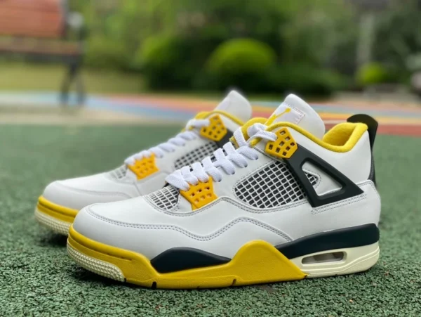 aj4 blanc orange jaune pièce coupée pur original Air Jordan 4 AJ4 blanc orange Retro Vivid Sulphur chaussures de basket-ball rétro AQ9129-10