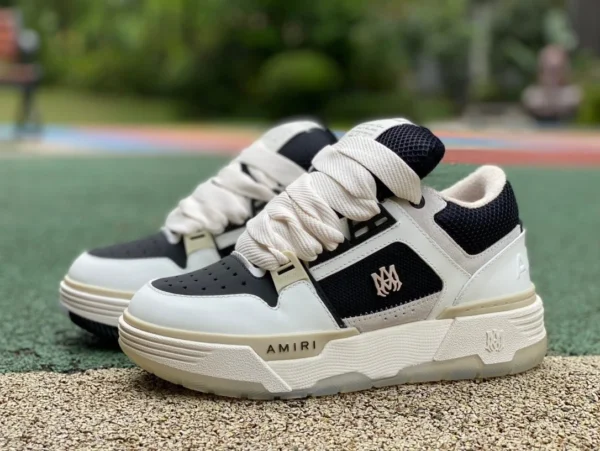 AMIRI MA-1 baskets mode basses à lacets en cuir noir et blanc gris AMIRI MA-1