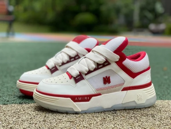 AMIRI MA-1 baskets mode basses à lacets en cuir AMIRI MA-1 blanches et rouges