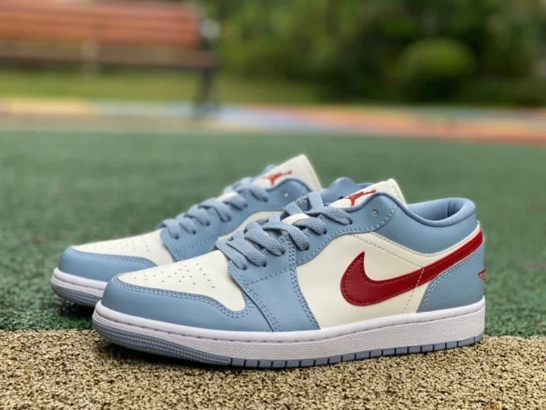 aj1 blanc bleu rouge crochet bas dt pur original Air Jordan 1 Low AJ1 bleu et blanc chaussures de basket rétro antidérapantes DC0774-164