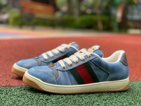 Gucci denim GUCC Gucci Screener baskets basses à lacets à bout rond et semelle épaisse pour homme