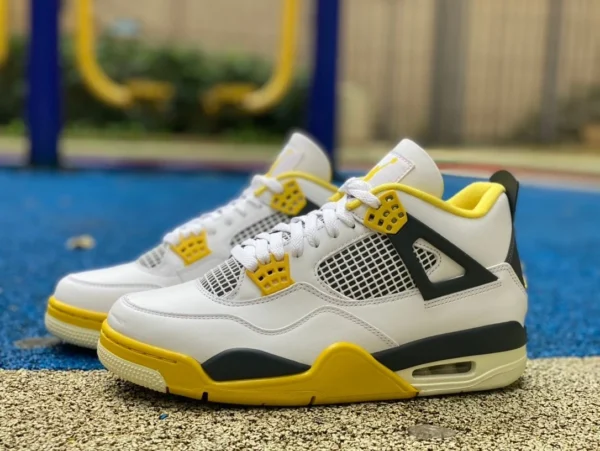 aj4 blanc orange jaune pur original Air Jordan 4 AJ4 blanc orange jaune mi-haut rétro chaussures de basket-ball AQ9129-101