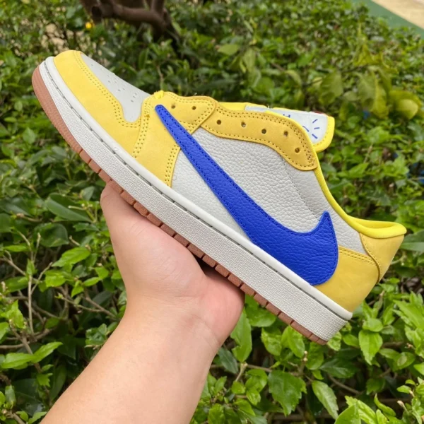 aj1 barb bas haut blanc jaune bleu dg2.0 pur original Travis Scott x Air Jordan 1 Low "Canary" 8.0 barb bas haut D