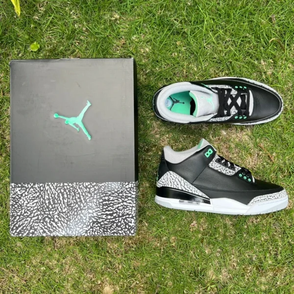 aj3 noir et vert t1 pur original Air Jordan 3 "Green Glow" chaussures de basket-ball rétro mi-hautes noires et vertes CT8532-031