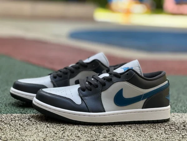 aj1 bas noir gris bleu dt pur original Air Jordan 1 Low AJ1 noir gris bleu rétro chaussures de basket-ball DC0774-040