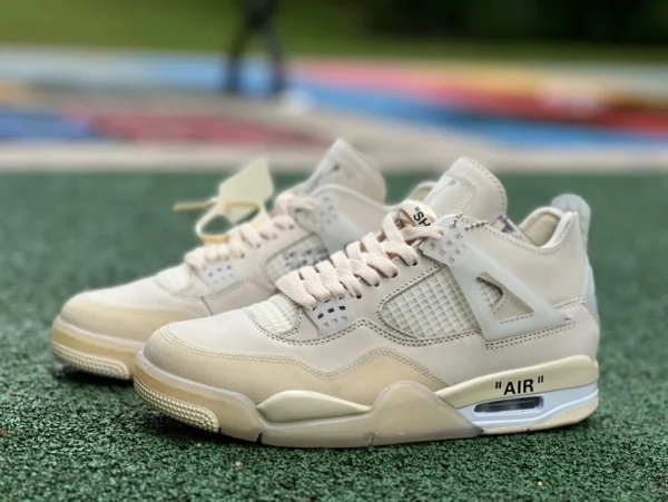 Aj4ow Baifan ow joint pièce coupée pur original AirJordan 4 x blanc cassé AJ4 OW joint Baifan cigale CV9388-100