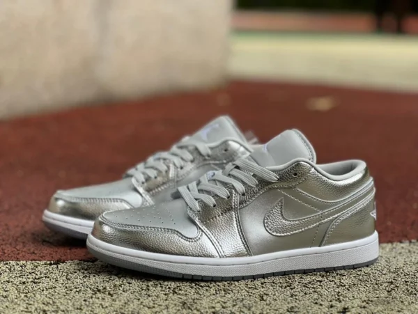 aj1 métal liquide argent bas AIR JORDAN 1 AJ1 argent blanc chaussures de basket-ball rétro basses FN5030-001