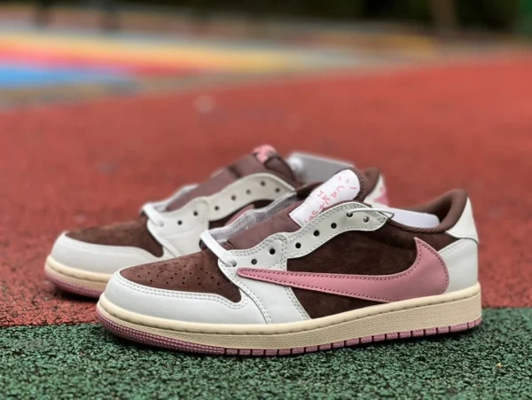 aj1 barb bas haut vin blanc rouge rose Travis Scott x Air Jordan 1 Low barb bas haut DZ4137-206