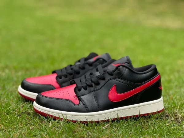 aj1 noir rouge bas y pur original Air Jordan 1 Bred Sail AJ1 Low chaussures de basket noir et rouge DC0774-061