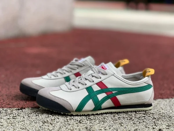 Planche basse Onitsuka Tiger blanche, grise, verte et rouge pure originale Onitsuka Tiger MEXICO 66